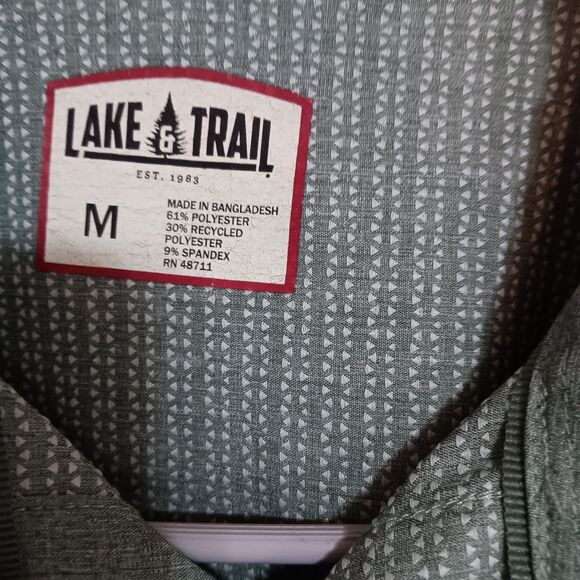 Lake & Trail Men’s Muted Green Short Sleeve Fast-Dri SZ M Button Down Shirt - Picture 6 of 10